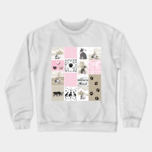 Cat Lovers Patchwork Pattern Crewneck Sweatshirt